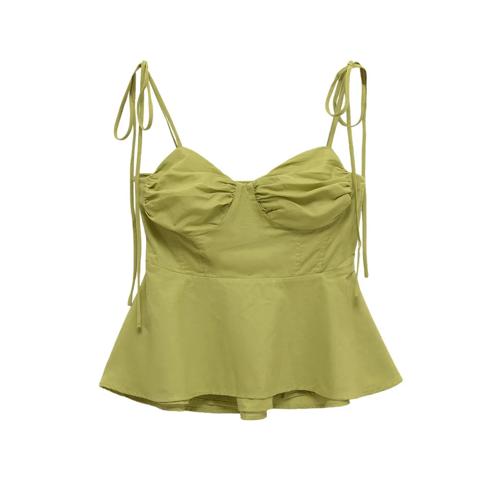 Asymmetric Bustier Tops for Women, Sweetheart Neck, Tied Thin Straps, Side Zipper, Female Camis, Sexy Fashion