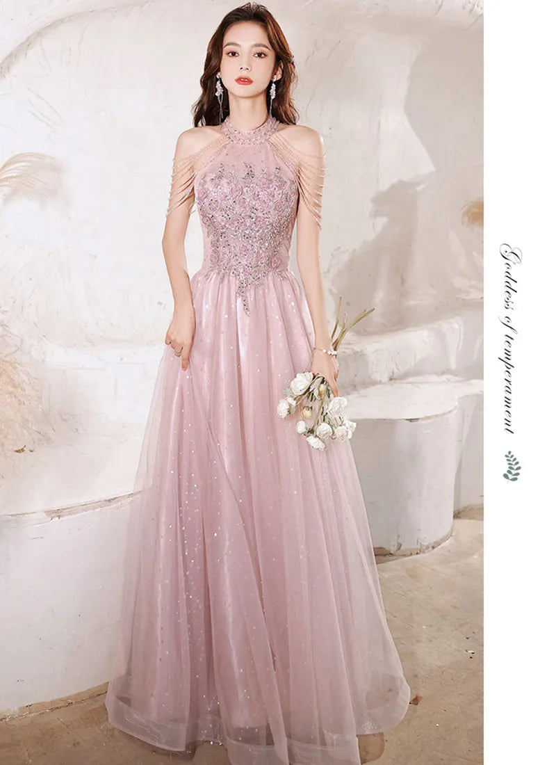 Luxury High Quality Pink Evening Dress