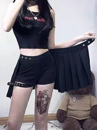 Korean Shorts Skirt Women Y2k E-girl Streetwear Harajuku Leg Ring Buckle Detachable High Waist Emo Alt Clubwear