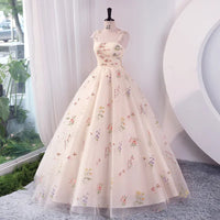 Luxury Floral Embroidery Long Prom Evening Wedding Shooting Dresses