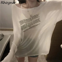 Loose T-shirts for Women Letter Pattern Simple Design Korean Style Summer Clothing Thin