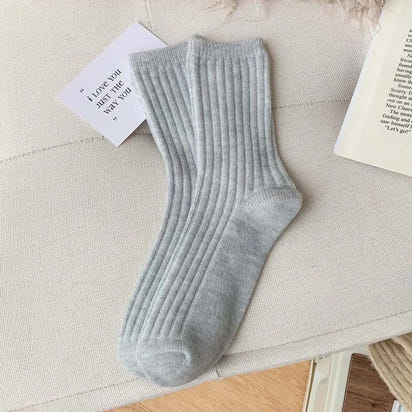 Cashmere Wool Casual Japanese Solid Color Thicker Long Sock Girls Thermal Warm Crew Sock