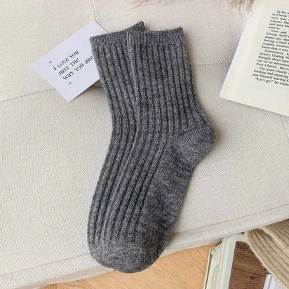 Cashmere Wool Casual Japanese Solid Color Thicker Long Sock Girls Thermal Warm Crew Sock