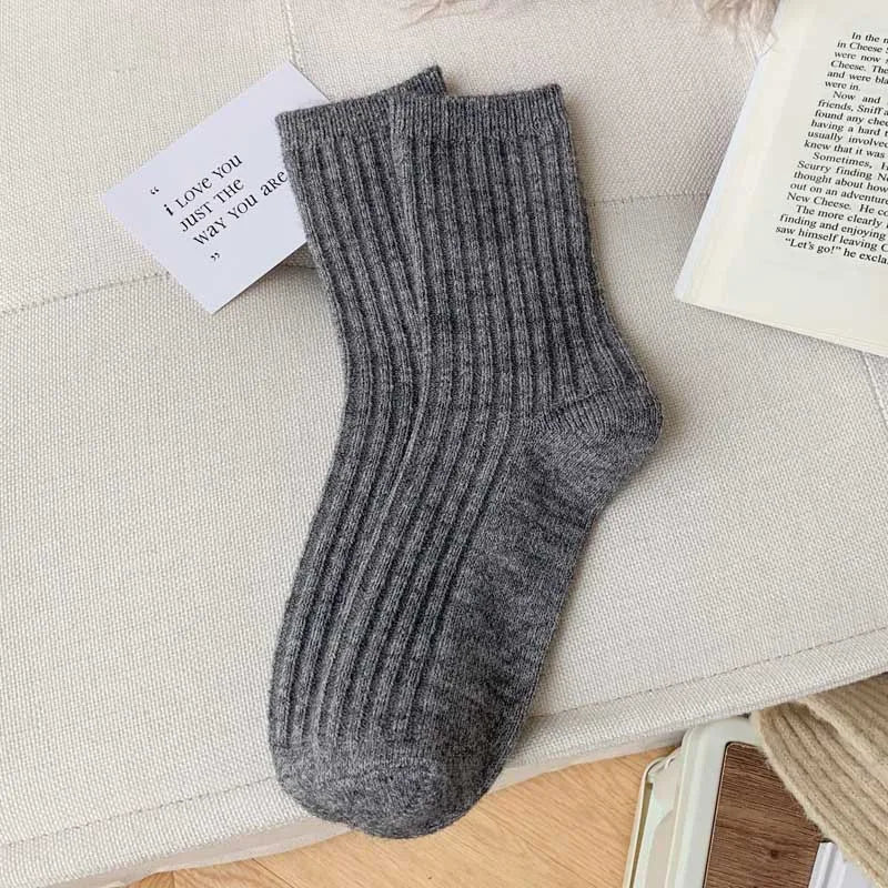 Cashmere Wool Casual Japanese Solid Color Thicker Long Sock Girls Thermal Warm Crew Sock