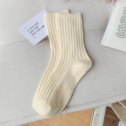 Cashmere Wool Casual Japanese Solid Color Thicker Long Sock Girls Thermal Warm Crew Sock