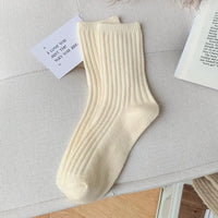 Cashmere Wool Casual Japanese Solid Color Thicker Long Sock Girls Thermal Warm Crew Sock