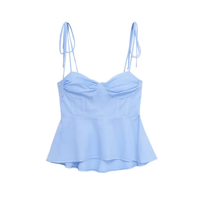 Asymmetric Bustier Tops for Women, Sweetheart Neck, Tied Thin Straps, Side Zipper, Female Camis, Sexy Fashion