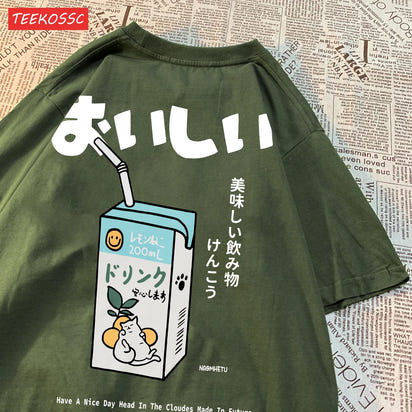 Harajuku Cute Cat Print Oversized T-shirt Streetwear Tops Cotton