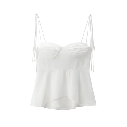 Asymmetric Bustier Tops for Women, Sweetheart Neck, Tied Thin Straps, Side Zipper, Female Camis, Sexy Fashion