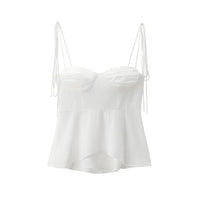 Asymmetric Bustier Tops for Women, Sweetheart Neck, Tied Thin Straps, Side Zipper, Female Camis, Sexy Fashion