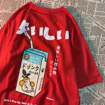 Harajuku Cute Cat Print Oversized T-shirt Streetwear Tops Cotton