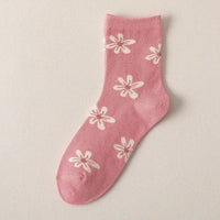 Pink twisted tube sweet and small floral cute student socks