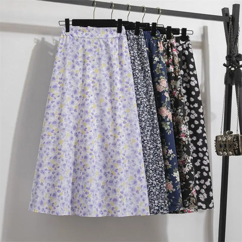 Chiffon Women skirts Casual Floral Printed