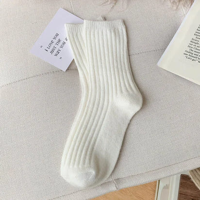 Cashmere Wool Casual Japanese Solid Color Thicker Long Sock Girls Thermal Warm Crew Sock