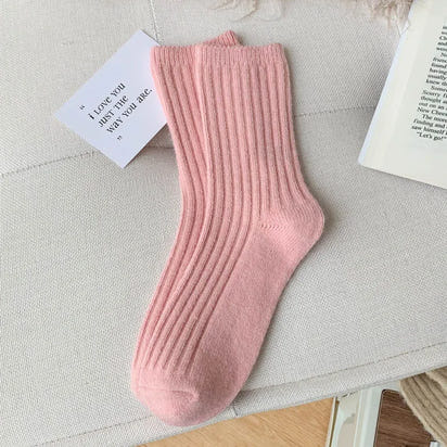 Cashmere Wool Casual Japanese Solid Color Thicker Long Sock Girls Thermal Warm Crew Sock