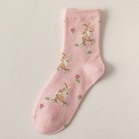 Pink twisted tube sweet and small floral cute student socks