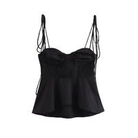 Asymmetric Bustier Tops for Women, Sweetheart Neck, Tied Thin Straps, Side Zipper, Female Camis, Sexy Fashion