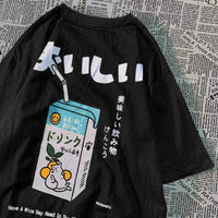 Harajuku Cute Cat Print Oversized T-shirt Streetwear Tops Cotton