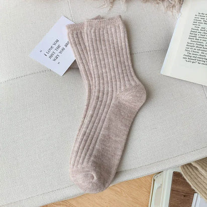 Cashmere Wool Casual Japanese Solid Color Thicker Long Sock Girls Thermal Warm Crew Sock