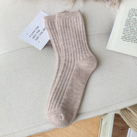 Cashmere Wool Casual Japanese Solid Color Thicker Long Sock Girls Thermal Warm Crew Sock