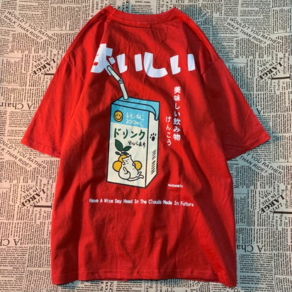 Harajuku Cute Cat Print Oversized T-shirt Streetwear Tops Cotton