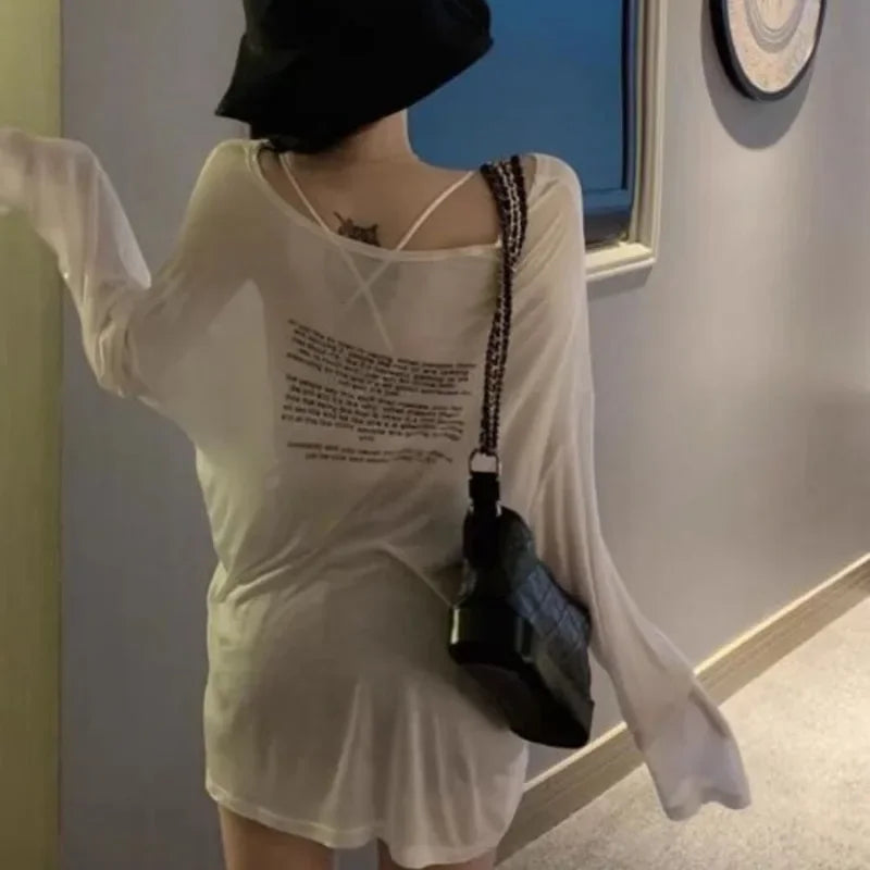 Loose T-shirts for Women Letter Pattern Simple Design Korean Style Summer Clothing Thin