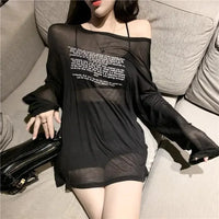 Loose T-shirts for Women Letter Pattern Simple Design Korean Style Summer Clothing Thin