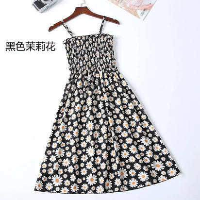 Mini Dresses Female Elastic High Waist Casual Spaghetti Strap Sleeveless