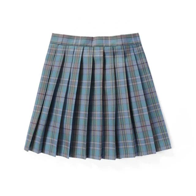Korean Plaid Pleated Jk Uniform Japanese School Preppy A Line Mini Skirts