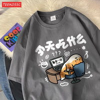 Oversized T-Shirts Cat Prints T Shirts Soft O-Neck