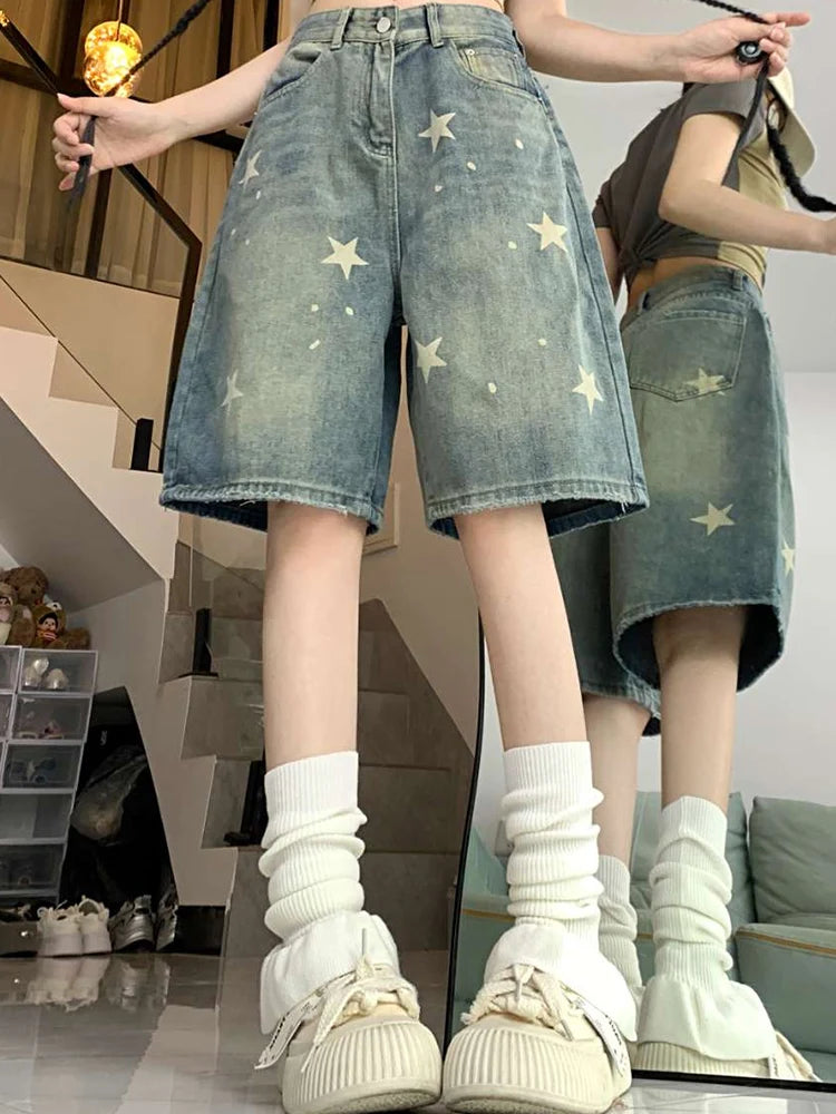 Women High Waist American Retro Denim Pants