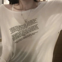 Loose T-shirts for Women Letter Pattern Simple Design Korean Style Summer Clothing Thin