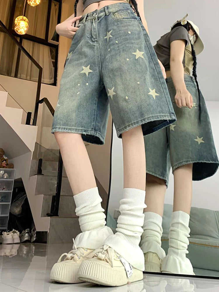 Women High Waist American Retro Denim Pants