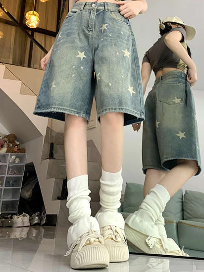 Women High Waist American Retro Denim Pants