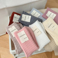 Cashmere Wool Casual Japanese Solid Color Thicker Long Sock Girls Thermal Warm Crew Sock