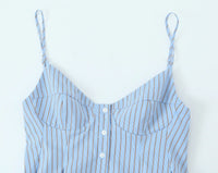 Korean Style Contrast Striped Vest Slim Fit Single-breasted Outer Wear Layered Top