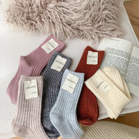 Cashmere Wool Casual Japanese Solid Color Thicker Long Sock Girls Thermal Warm Crew Sock