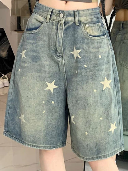 Women High Waist American Retro Denim Pants