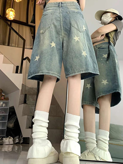 Women High Waist American Retro Denim Pants