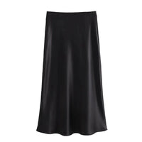 Satin Skirt Women High Waist Long Skirts