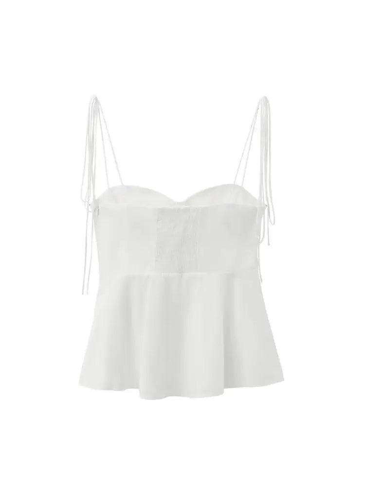 Asymmetric Bustier Tops for Women, Sweetheart Neck, Tied Thin Straps, Side Zipper, Female Camis, Sexy Fashion