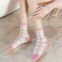 Pink twisted tube sweet and small floral cute student socks