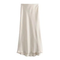 Satin Skirt Women High Waist Long Skirts