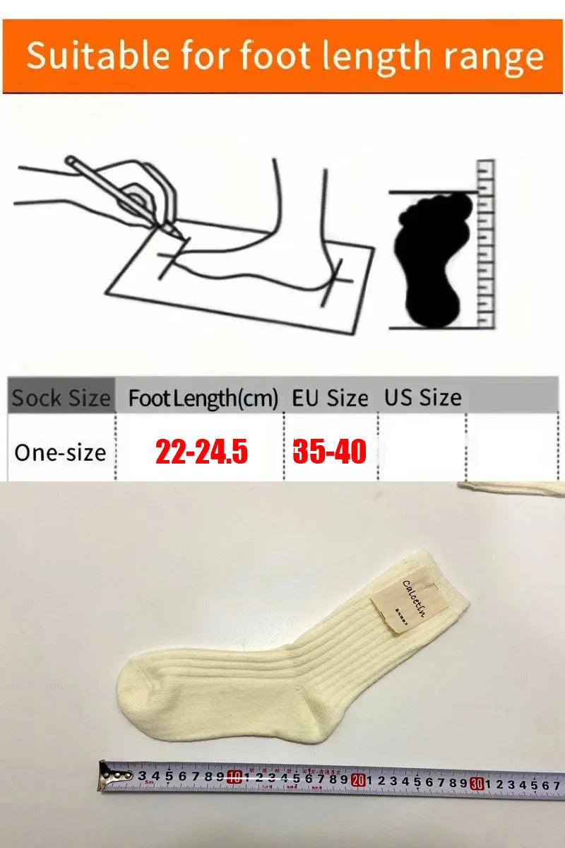 Cashmere Wool Casual Japanese Solid Color Thicker Long Sock Girls Thermal Warm Crew Sock