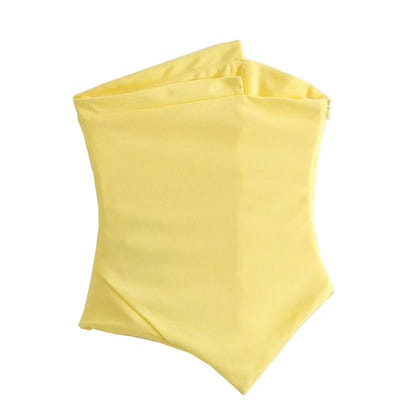 Asymmetrical Strapless Slim Fit Suspenders Tube Top Off Shoulder