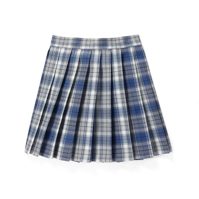 Korean Plaid Pleated Jk Uniform Japanese School Preppy A Line Mini Skirts