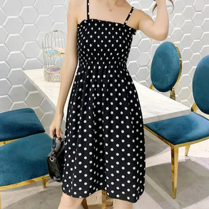 Mini Dresses Female Elastic High Waist Casual Spaghetti Strap Sleeveless