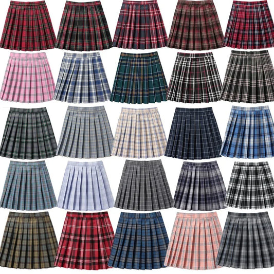 Korean Plaid Pleated Jk Uniform Japanese School Preppy A Line Mini Skirts