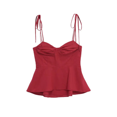 Asymmetric Bustier Tops for Women, Sweetheart Neck, Tied Thin Straps, Side Zipper, Female Camis, Sexy Fashion