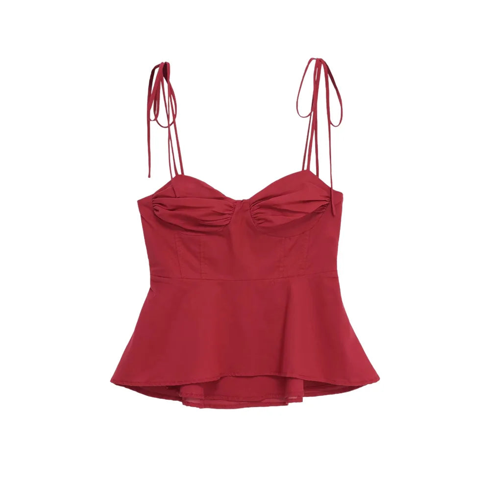 Asymmetric Bustier Tops for Women, Sweetheart Neck, Tied Thin Straps, Side Zipper, Female Camis, Sexy Fashion